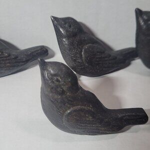 6 Cabinet Pulls BIRDS Cast Brass Drawer Knobs Handles BoHo Whimsical Vintage